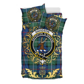 Davidson of Tulloch 01 Tartan Crest Bedding Set - Golden Thistle Style